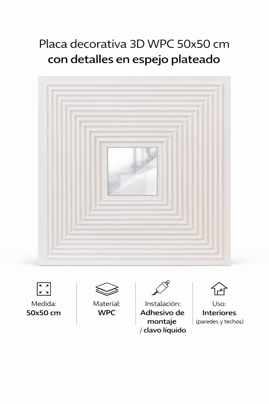 Paneles 3D Espejado 50x50 (Modelo 8)