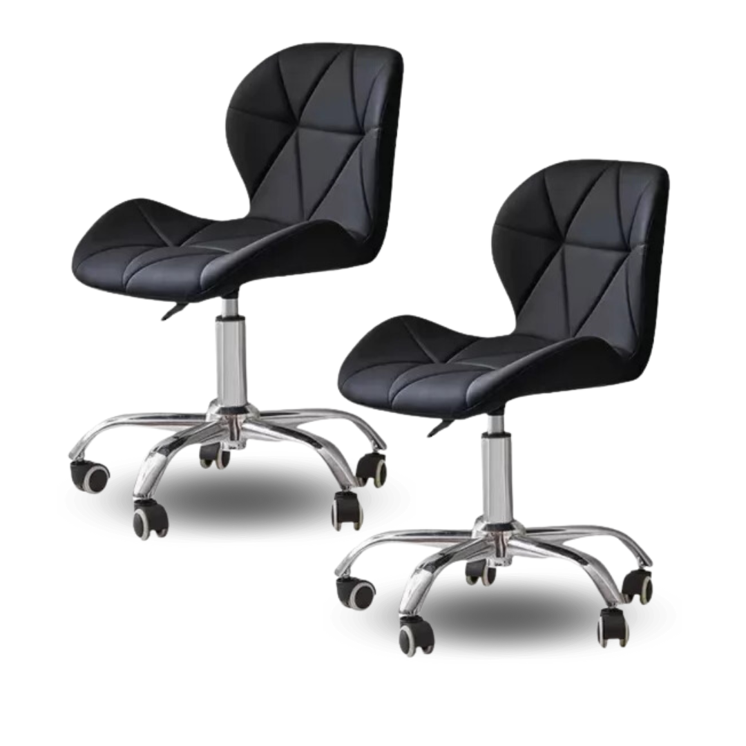 Sillas Capitoneadas Con Ruedas ( Pack x 2 ) - Negro
