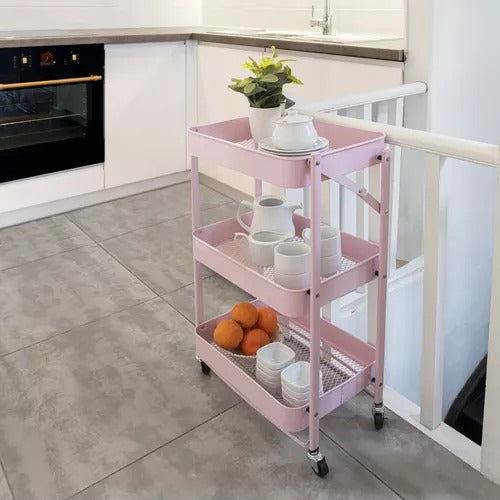 Carrito Metalico Plegable Tipo IKEA - Rosa