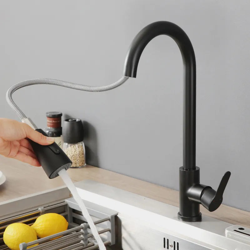 Monocomando Grifo Cocina negro mate y cromado