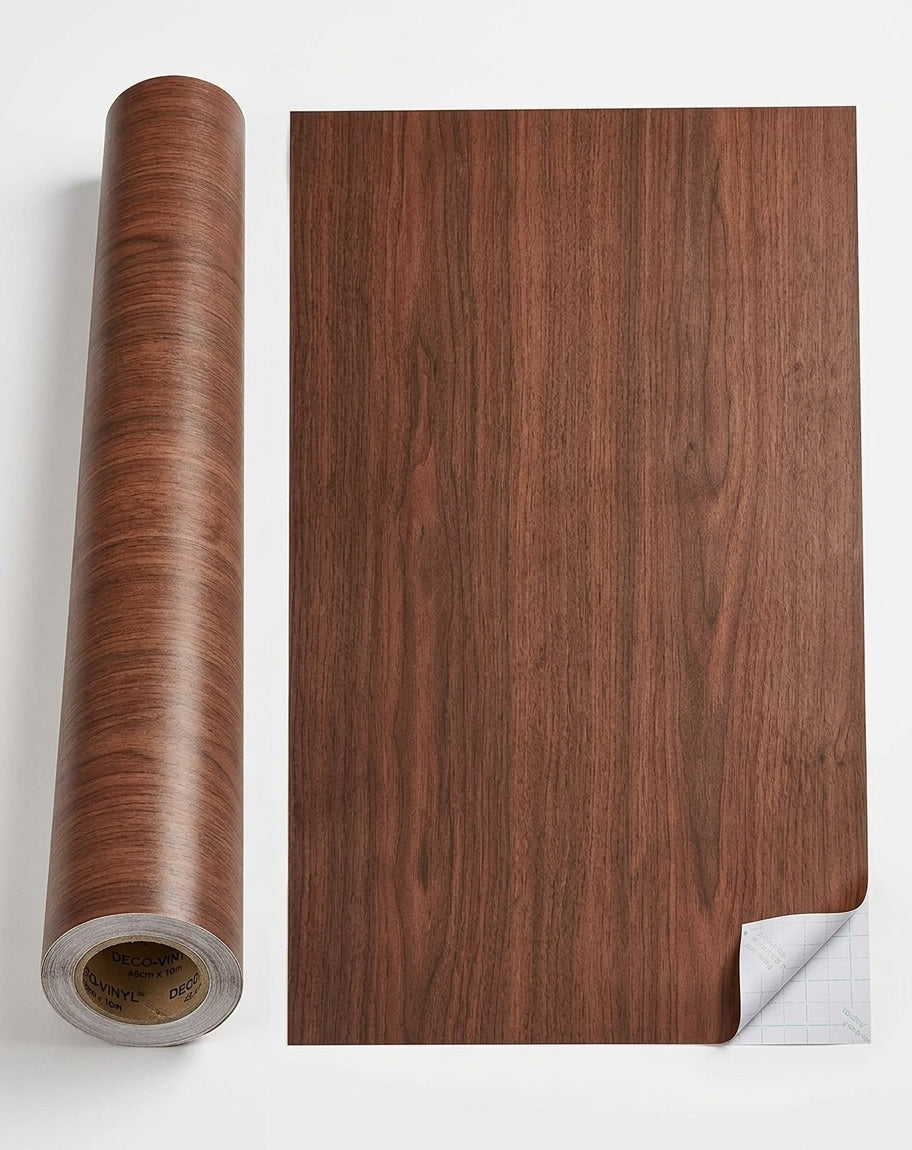 Papel Vinílico Autoadhesivo 0.60x10m Madera Roja