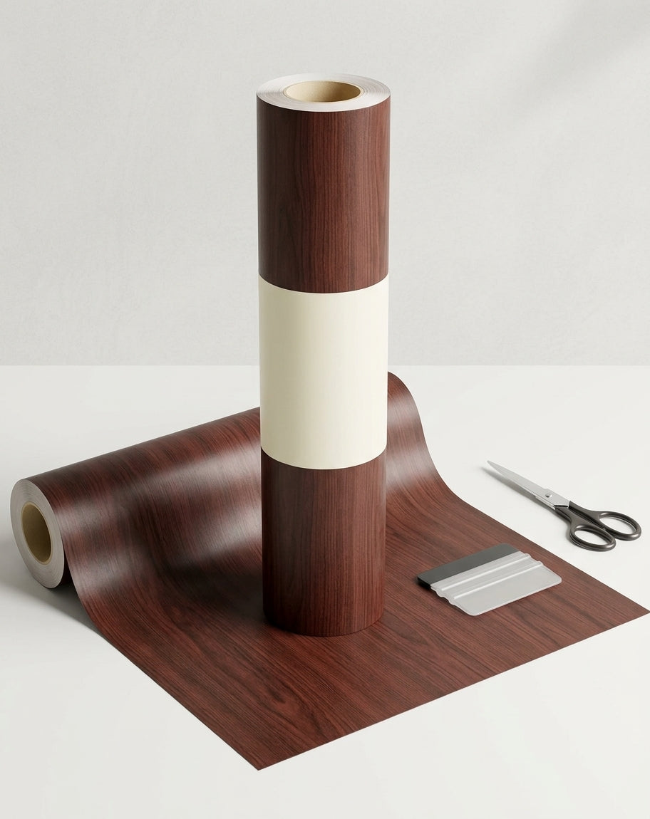Papel Vinílico Autoadhesivo 0.60x10m Madera Roja