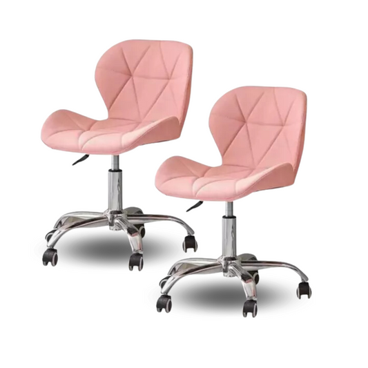 Sillas Capitoneadas Con Ruedas ( Pack x 2 ) - Rosa o Blanco