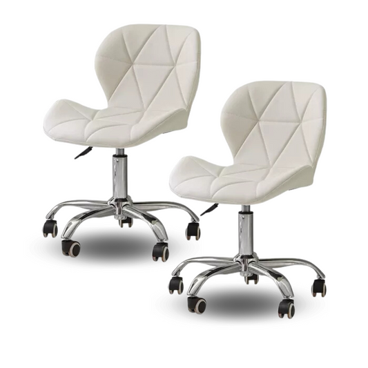 Sillas Capitoneadas Con Ruedas ( Pack x 2 ) - Blanco