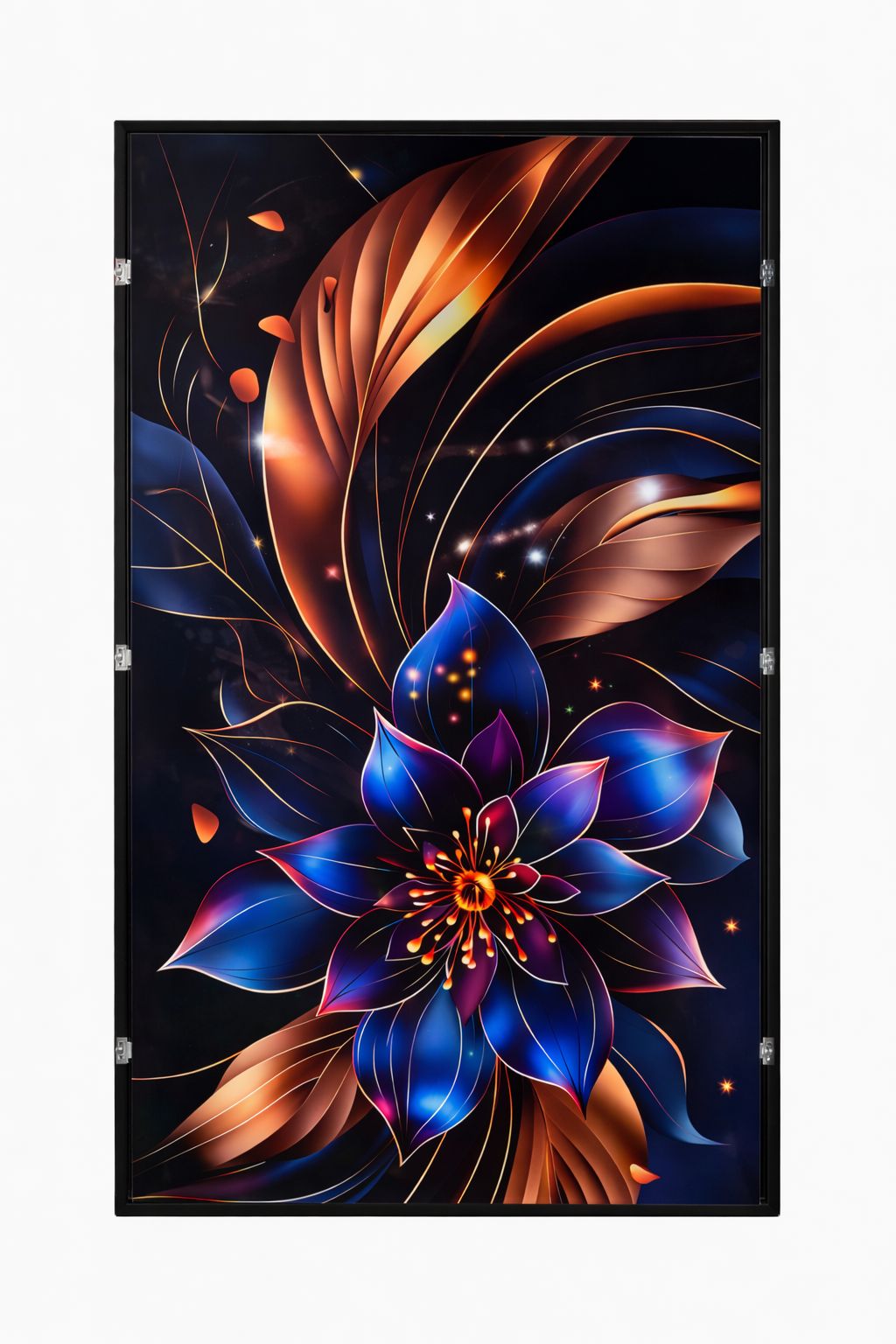 Placa Mármol 1.22m x 2.44m x 3mm (Modelo Flor Azul Fondo Negro)