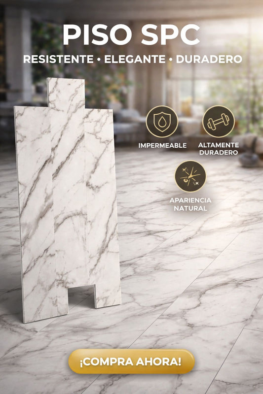 Piso SPC marmolado blanco