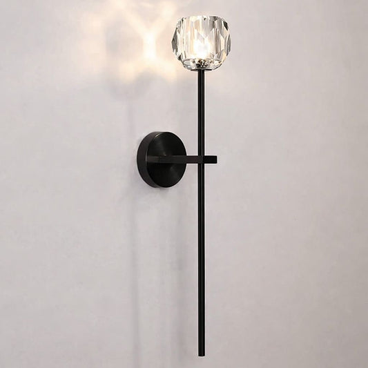 Aplique de Pared Cristal Facetado – Dorado / Negro