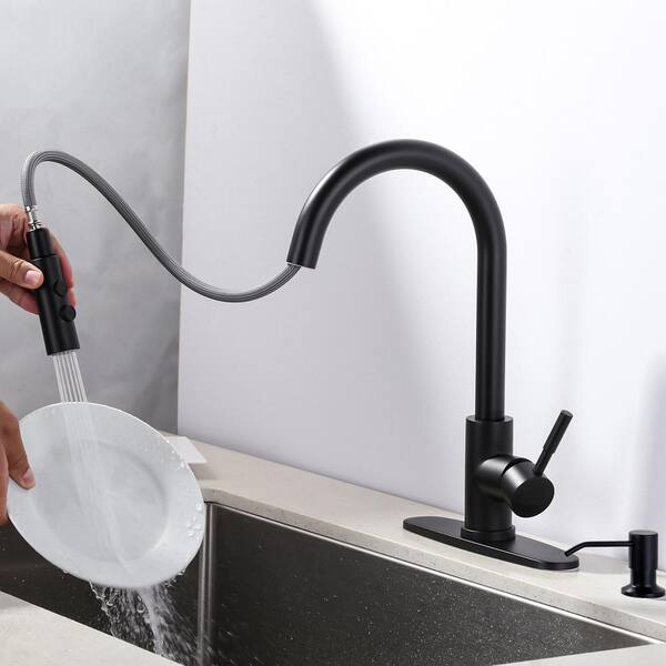Monocomando Grifo Cocina negro mate y cromado